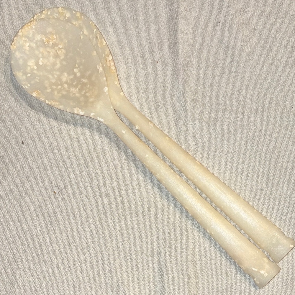 Cream Speckled Serving Spoons